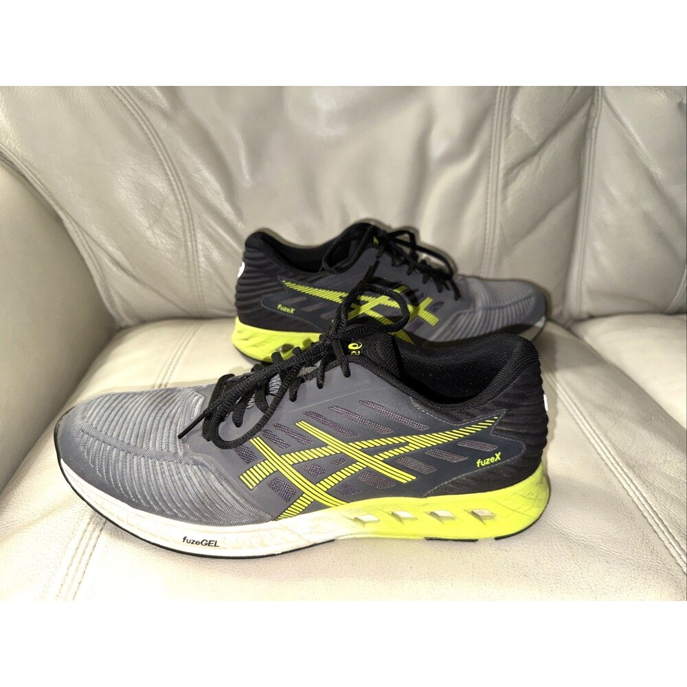 ASICS FUZEX GEL Mens Size 11 Gray Green Neon Shoes Sneakers Running T639N